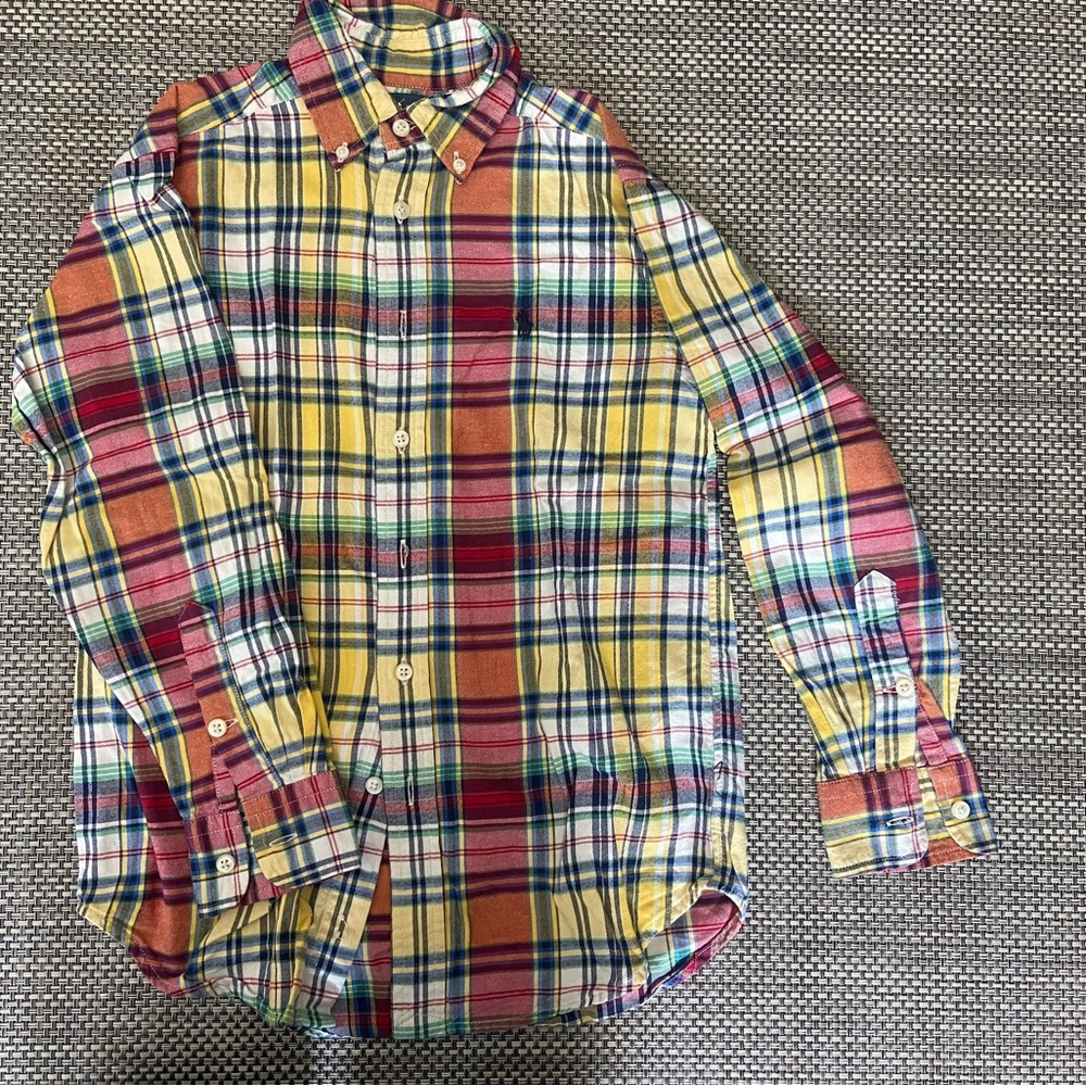 Boy’s Sz 8 Polo by Ralph Lauren Red/ Yellow Plaid Multicolor Button Down Shirt